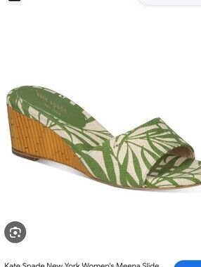 kate spade Bamboo Sandal Green Meena Wedge Slide Green Palm Y2k New Designer